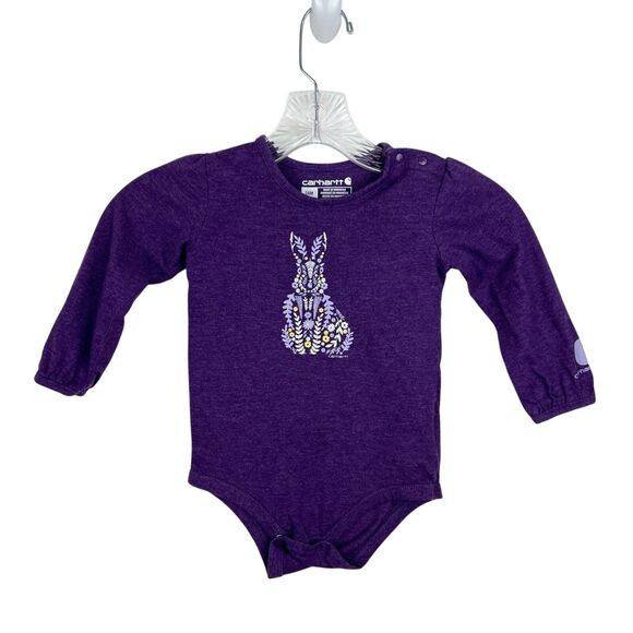 Carhartt One Piece Jumpsuit Baby Toddler 24M Purple Rabbit Print Long Sleeve - Picture 1 of 10